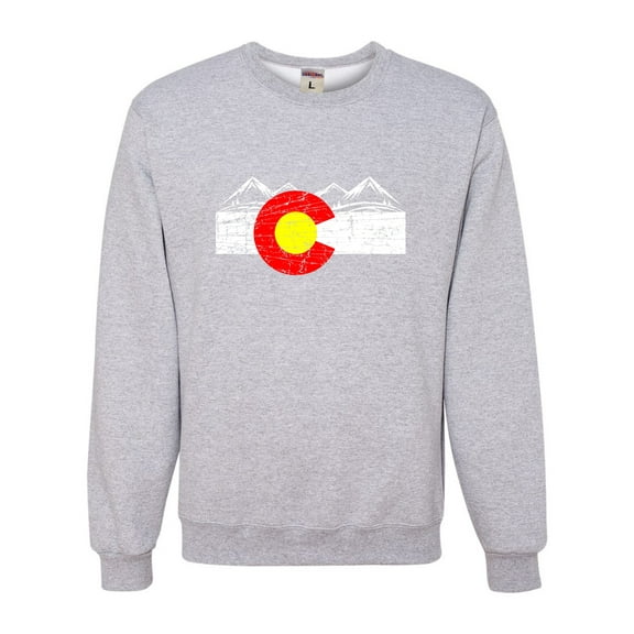 Adult Distressed Colorado Flag Rocky Mountains Sweatshirt Crewneck