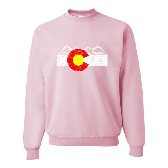 Adult Distressed Colorado Flag Rocky Mountains Sweatshirt Crewneck