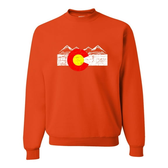 Adult Distressed Colorado Flag Rocky Mountains Sweatshirt Crewneck
