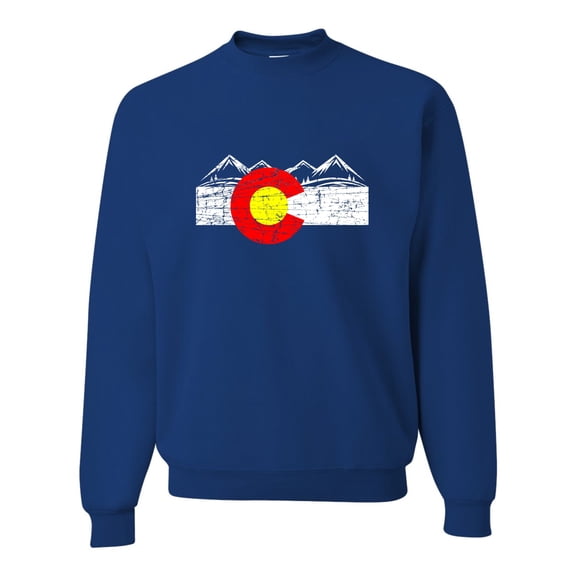 Adult Distressed Colorado Flag Rocky Mountains Sweatshirt Crewneck