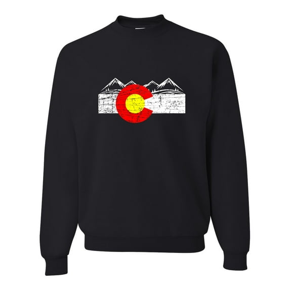 Adult Distressed Colorado Flag Rocky Mountains Sweatshirt Crewneck