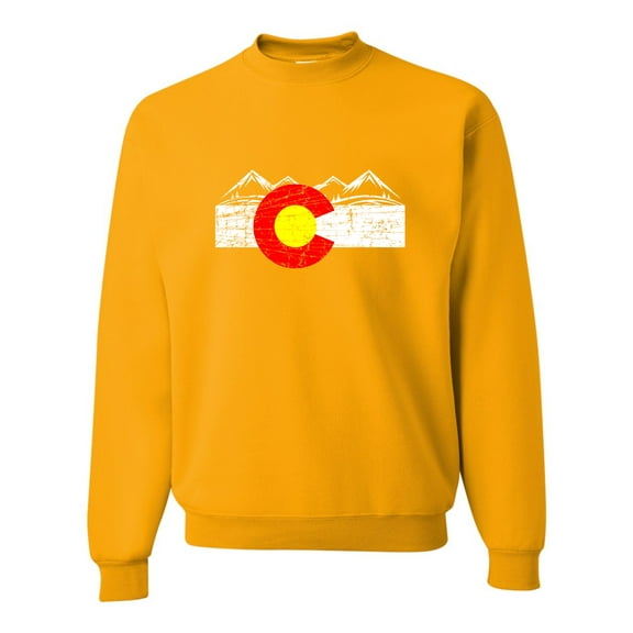 Adult Distressed Colorado Flag Rocky Mountains Sweatshirt Crewneck