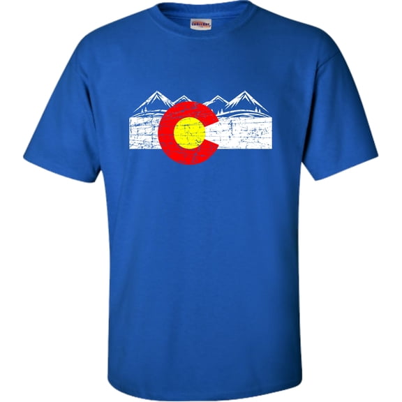 Adult Distressed Colorado Flag Rocky Mountains T-Shirt