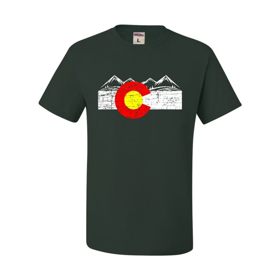 Adult Distressed Colorado Flag Rocky Mountains T-Shirt