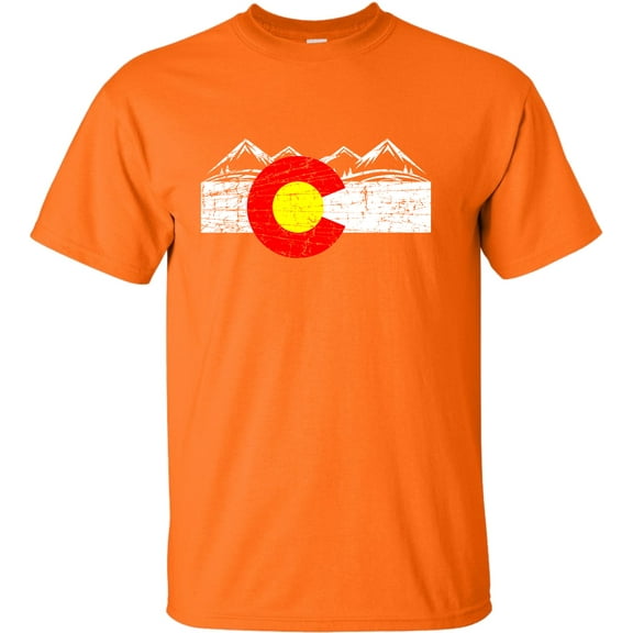 Adult Distressed Colorado Flag Rocky Mountains T-Shirt