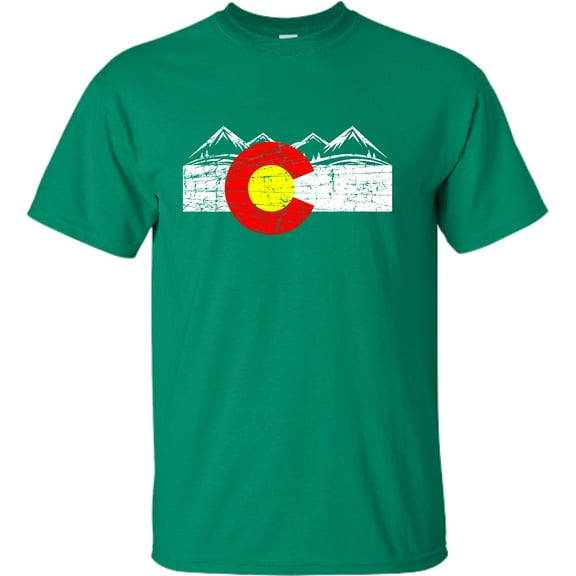 Adult Distressed Colorado Flag Rocky Mountains T-Shirt