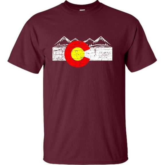 Adult Distressed Colorado Flag Rocky Mountains T-Shirt