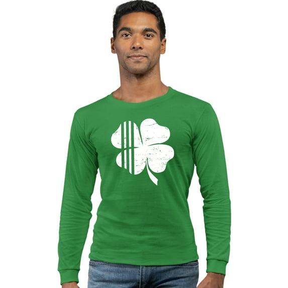 Adult Distressed Shamrock St. Patrick's Day Irish Pride Long Sleeve T-Shirt