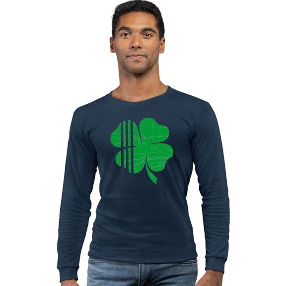 Adult Distressed Shamrock St. Patrick's Day Irish Pride Long Sleeve T-Shirt