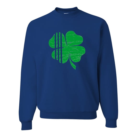 Adult Distressed Shamrock St. Patrick's Day Irish Pride Sweatshirt Crewneck