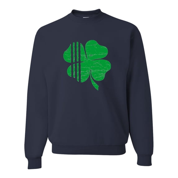 Adult Distressed Shamrock St. Patrick's Day Irish Pride Sweatshirt Crewneck