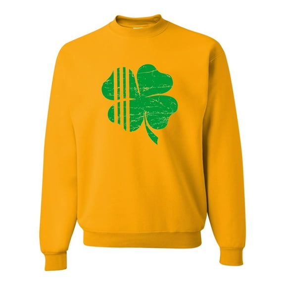 Adult Distressed Shamrock St. Patrick's Day Irish Pride Sweatshirt Crewneck