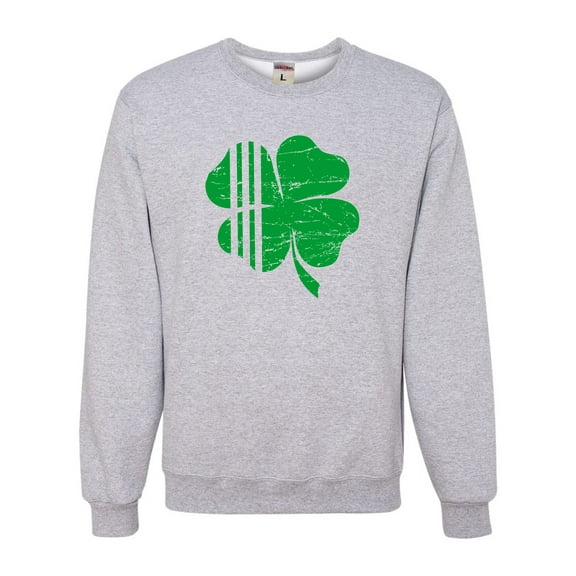 Adult Distressed Shamrock St. Patrick's Day Irish Pride Sweatshirt Crewneck