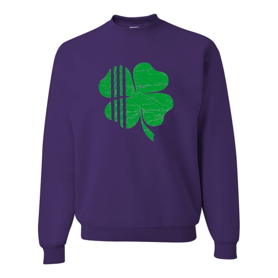Adult Distressed Shamrock St. Patrick's Day Irish Pride Sweatshirt Crewneck