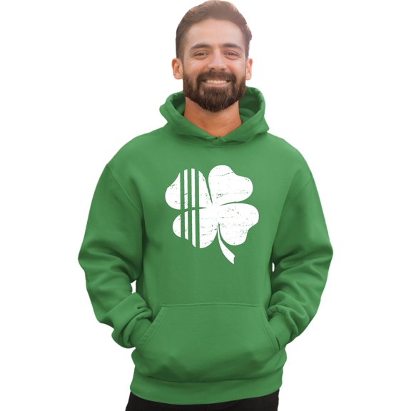 Adult Distressed Shamrock St. Patrick's Day Irish Pride Sweatshirt Hoodie