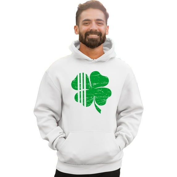 Adult Distressed Shamrock St. Patrick's Day Irish Pride Sweatshirt Hoodie