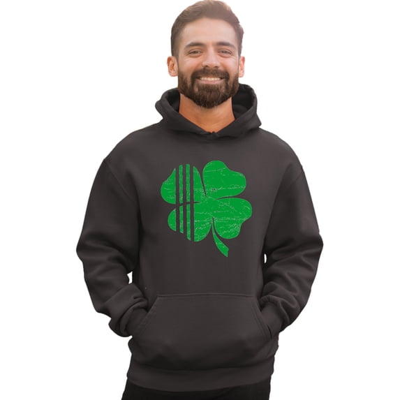 Adult Distressed Shamrock St. Patrick's Day Irish Pride Sweatshirt Hoodie