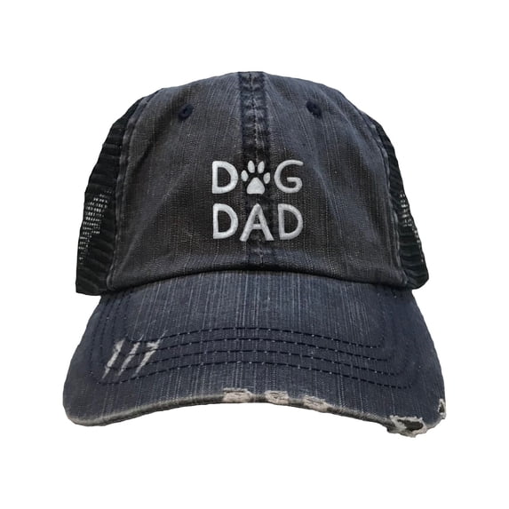 Adult Dog Dad Embroidered Distressed Trucker Cap