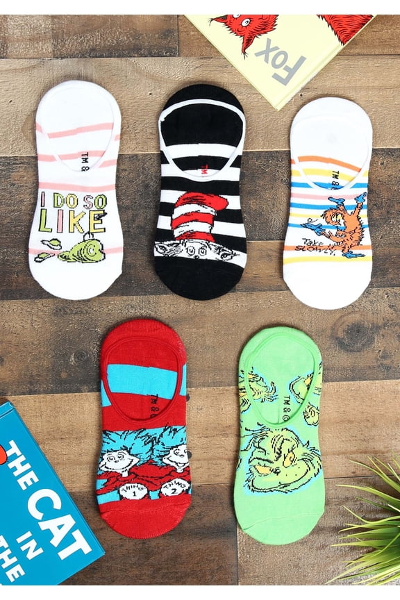 Adult Dr. Seuss 5 Pair No Show Sock Set