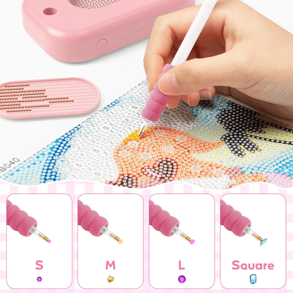 Adult Electric Diamond Pen Set, Vacuum-Style Art Painting Brush Set with Storage Tray