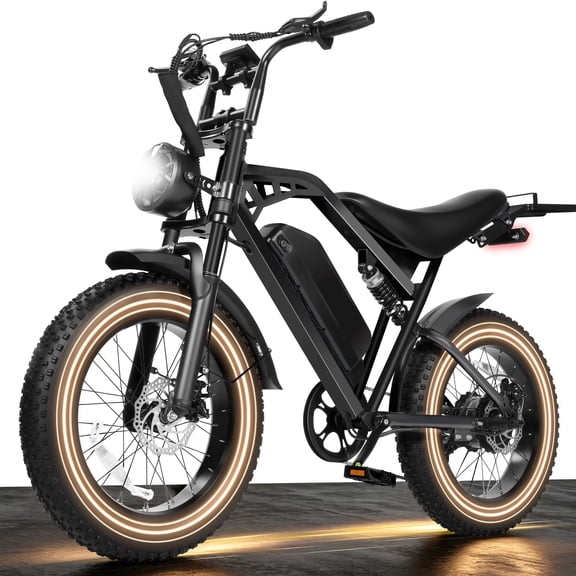 Adult Electric Dirt Bike – 29 MPH, 48V 20.8Ah Battery, 20"x4.0 Fat Tires, Up to 80 Miles Range, NFC Unlock, 7-Speed Dual Suspension, Black with Rear Rack & Footrests