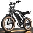 thumbnail image 1 of Adult Electric Dirt Bike – 29 MPH, 48V 20.8Ah Battery, 20"x4.0 Fat Tires, Up to 80 Miles Range, NFC Unlock, 7-Speed Dual Suspension, Black with Rear Rack & Footrests, 1 of 7