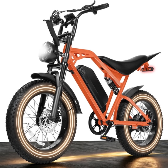 Adult Electric Dirt Bike – 29 MPH, 48V 20.8Ah Battery, 20"x4.0 Fat Tires, Up to 80 Miles Range, NFC Unlock, 7-Speed Dual Suspension, Streamlined Frame, Orange