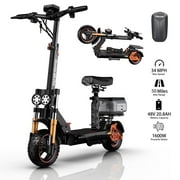 Adult Electric Scooter, 50 Miles Range,34 Mph Top Speed, 11"/10" Off Road Tire,1600W Motor Folding E-Scooter with Detachable Seat for Commuting
