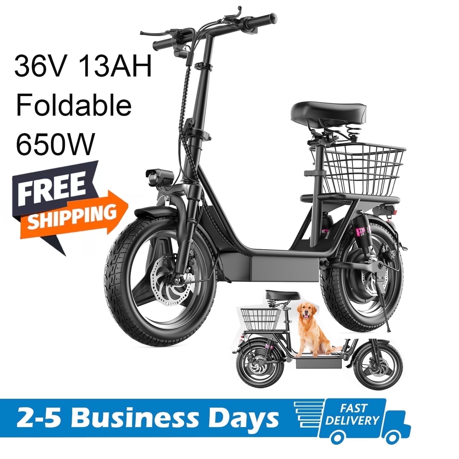 ASKGO K10 Electric Scooter with Seat,1200W Peak Motor 48V 15AH Commuter Scooter, 25Mph Escooter with basket (Removable),UL2722,Grocery Ebike, shopping Ebike, pet Ebike