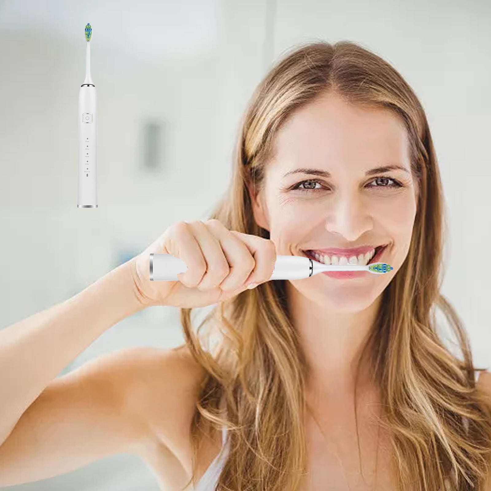 Adult Electric Toothbrush, 2 Brush Heads, 5 Modes, 2 Minute BuiltIn Smart Timer, Wireless Fast