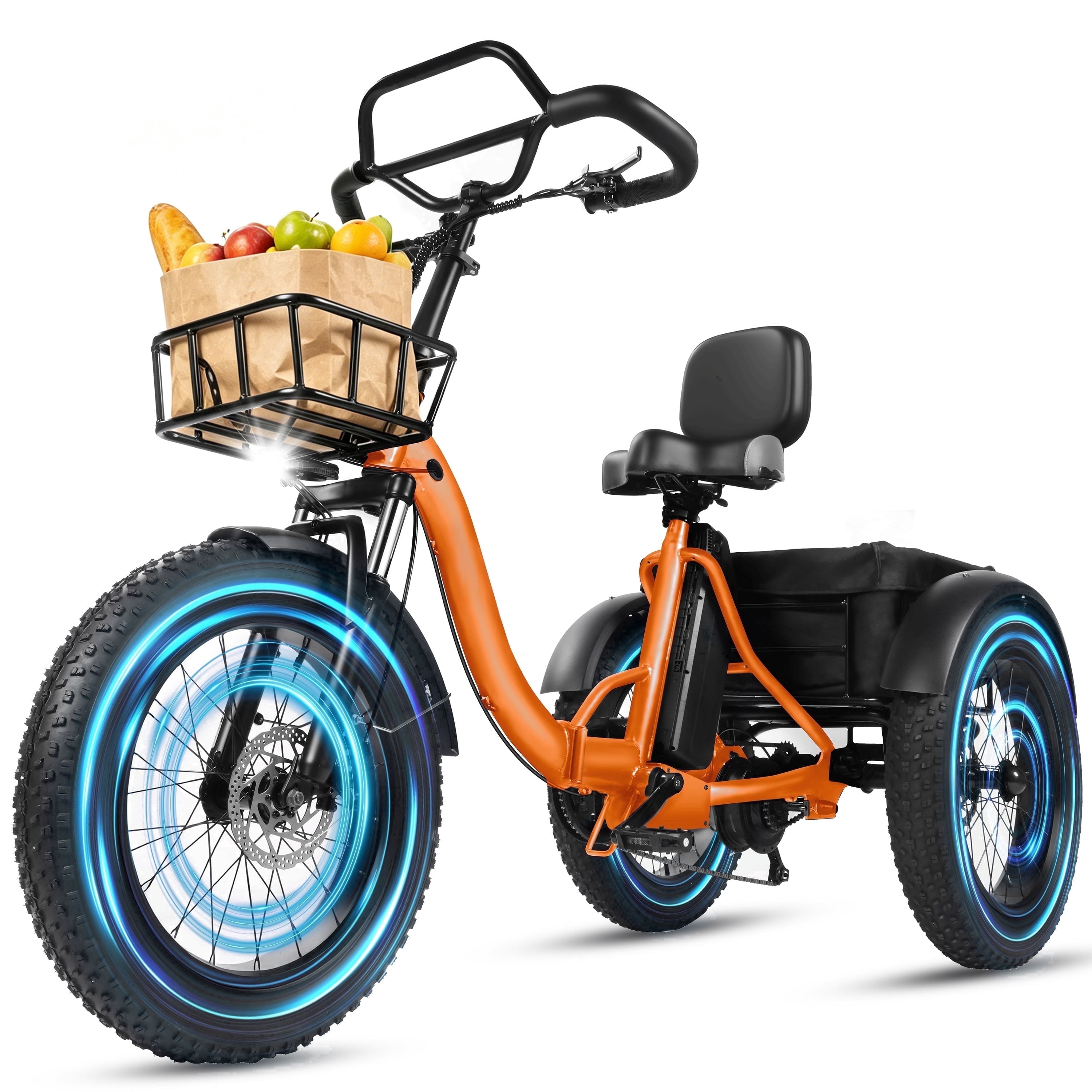 Adult Electric Tricycle with Reverse,E Trike – 1200W Peak Motor, 998.4Wh Battery, Foldable 3-Wheel E-Bike with 20×4" Fat Tires, Black
