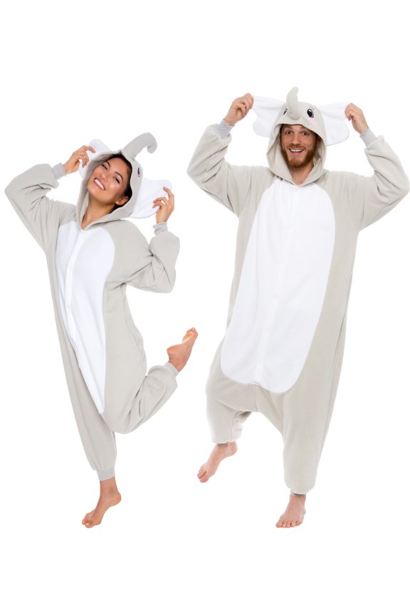 Adult Elephant Animal One Piece Unisex - Plush Cosplay Elephant Costume by Silver Lilly (Medium)