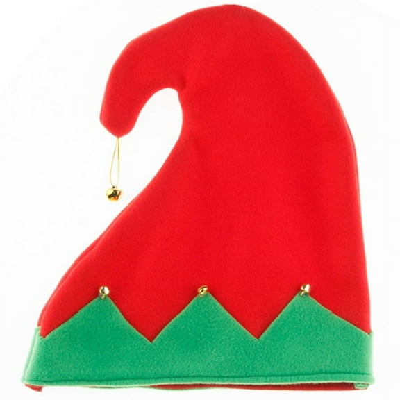 Adult Elf Hat with Bells for Holiday New Year Red and Green Christmas Symbol Red and Green Hat with Bells Pendant