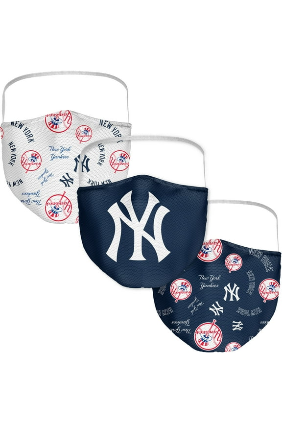 Adult Fanatics Branded New York Yankees All Over Logo Face Covering 3-Pack