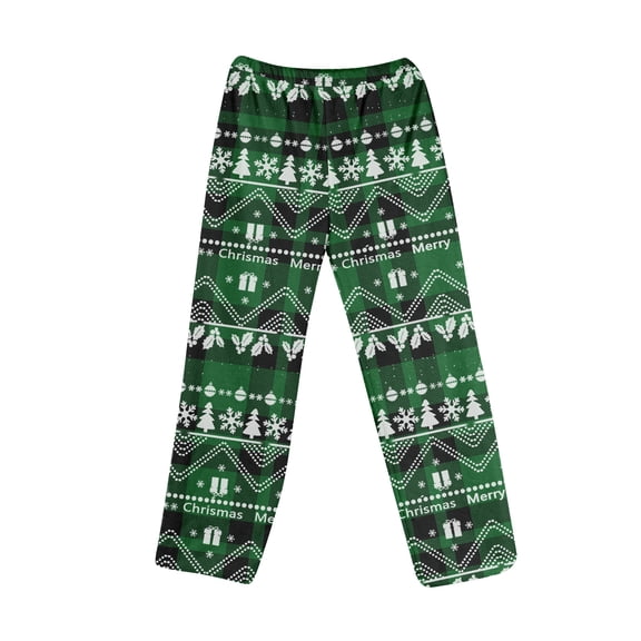 Adult Fashion Christmas Print Casual Pants with Drawstring Elastic Waist, Comfortable Sleepwear and Loungewear Trousers for Home Use,Army Green,S