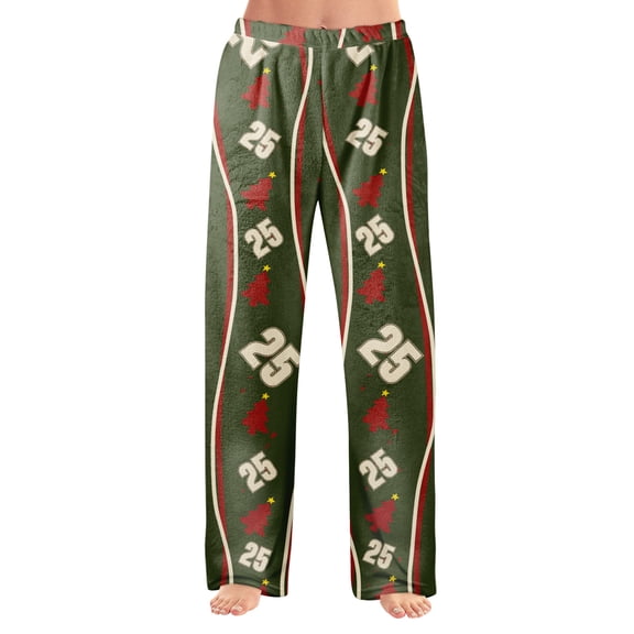 Adult Fashion Christmas Print Casual Pants with Drawstring Elastic Waist, Comfortable Sleepwear and Loungewear Trousers for Home Use,Army Green,XL