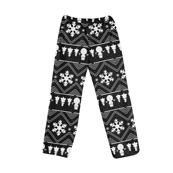 Adult Fashion Christmas Print Casual Pants with Drawstring Elastic Waist, Comfortable Sleepwear and Loungewear Trousers for Home Use,Black,S