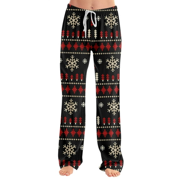 Adult Fashionable Loose Christmas Printed Casual Pants, Loungewear Sleep Pants, Comfortable for Home Wear, Holiday Parties and Relaxation,Dark Gray,S
