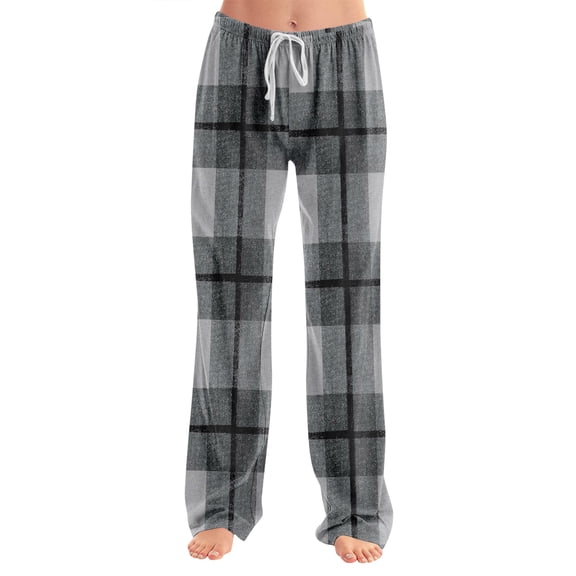 Adult Fashionable Loose Plaid Print Casual Pants Pajamas, Comfortable Sleepwear for Home Use, Ideal for Lounge and Relaxing Evenings,Gray,M