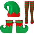 thumbnail image 1 of Adult Felt Elf Hat Shoes and Covers Socks with Bells Christmas Fancy Dress for Women Men Christmas Costume, 1 of 7