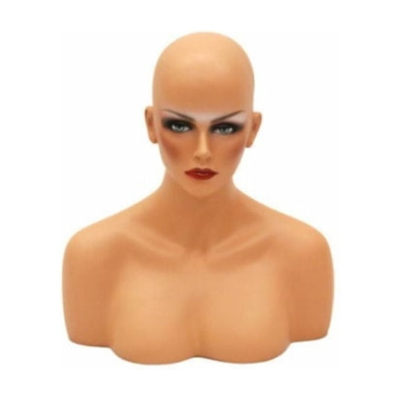 Adult Female Realistic Mannequin Head Bust Display with Facial Features