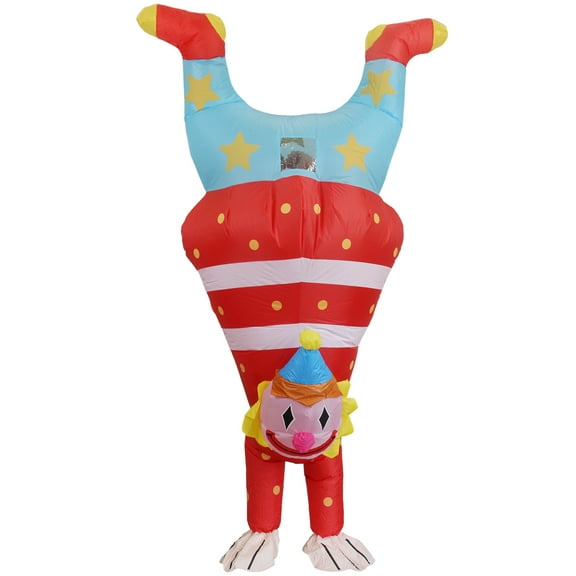Adult Festival Inverted Clown Inflatable Dress Up Ball COS Props Activity Play Circus Style,Height 59"–74.8",Red