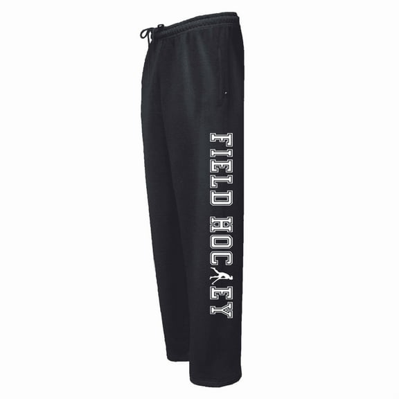 Adult Field Hockey Black Sweatpants (White, Adult Medium)