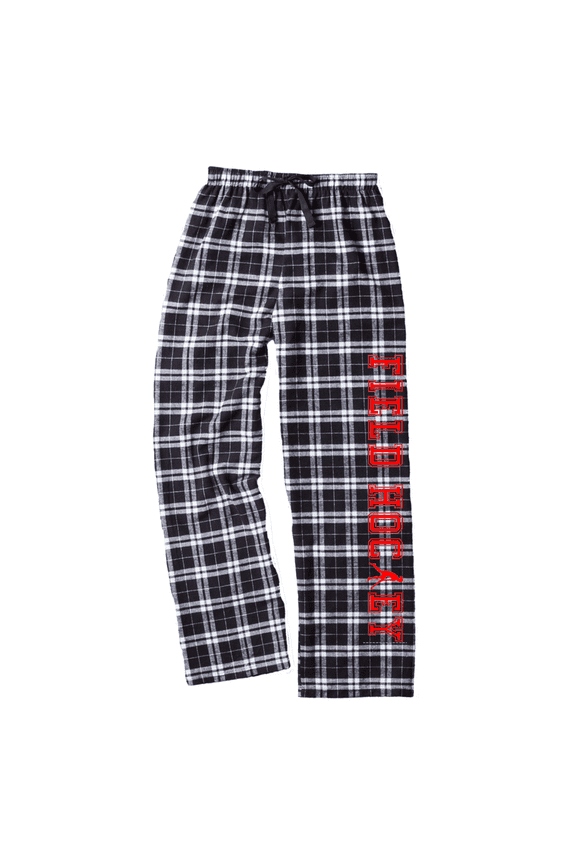 Adult Field Hockey Black and White Flannel Pants (Red, Adult X-Large)