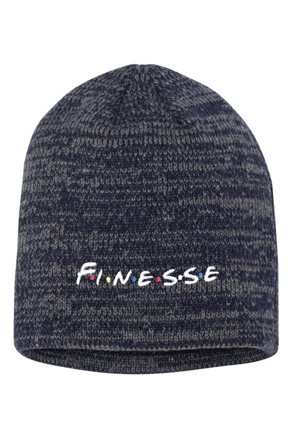 Adult Finesse Embroidered Marled Knit Beanie Cap