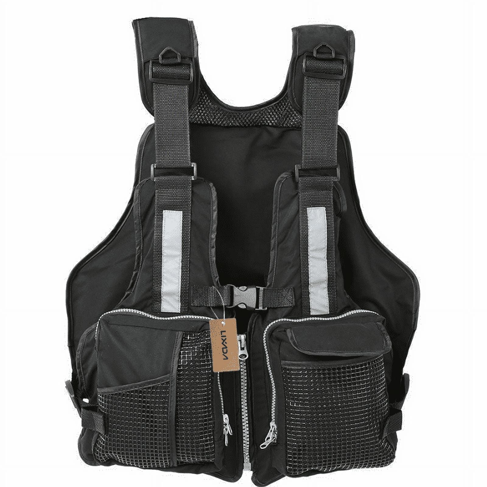 Adult Fishing Life Jacket Kayak Life Vest Sailing Swimming Buoyancy Aid Waistcoat with Multi-Pockets and Reflective Stripe