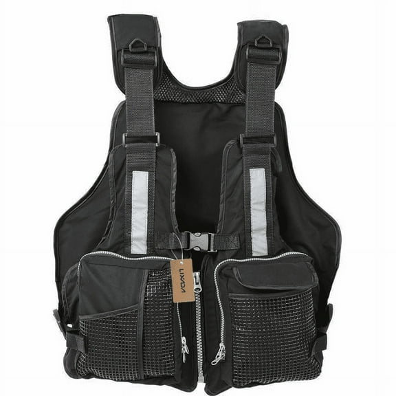 Adult Fishing Life Jacket Kayak Life Vest Sailing Swimming Buoyancy Aid Waistcoat with Multi-Pockets and Reflective Stripe