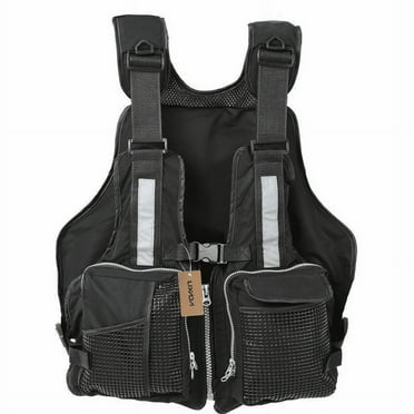 Adult Fishing Life Jacket Kayak Life Vest Sailing Swimming Buoyancy Aid Waistcoat with Multi-Pockets and Reflective Stripe