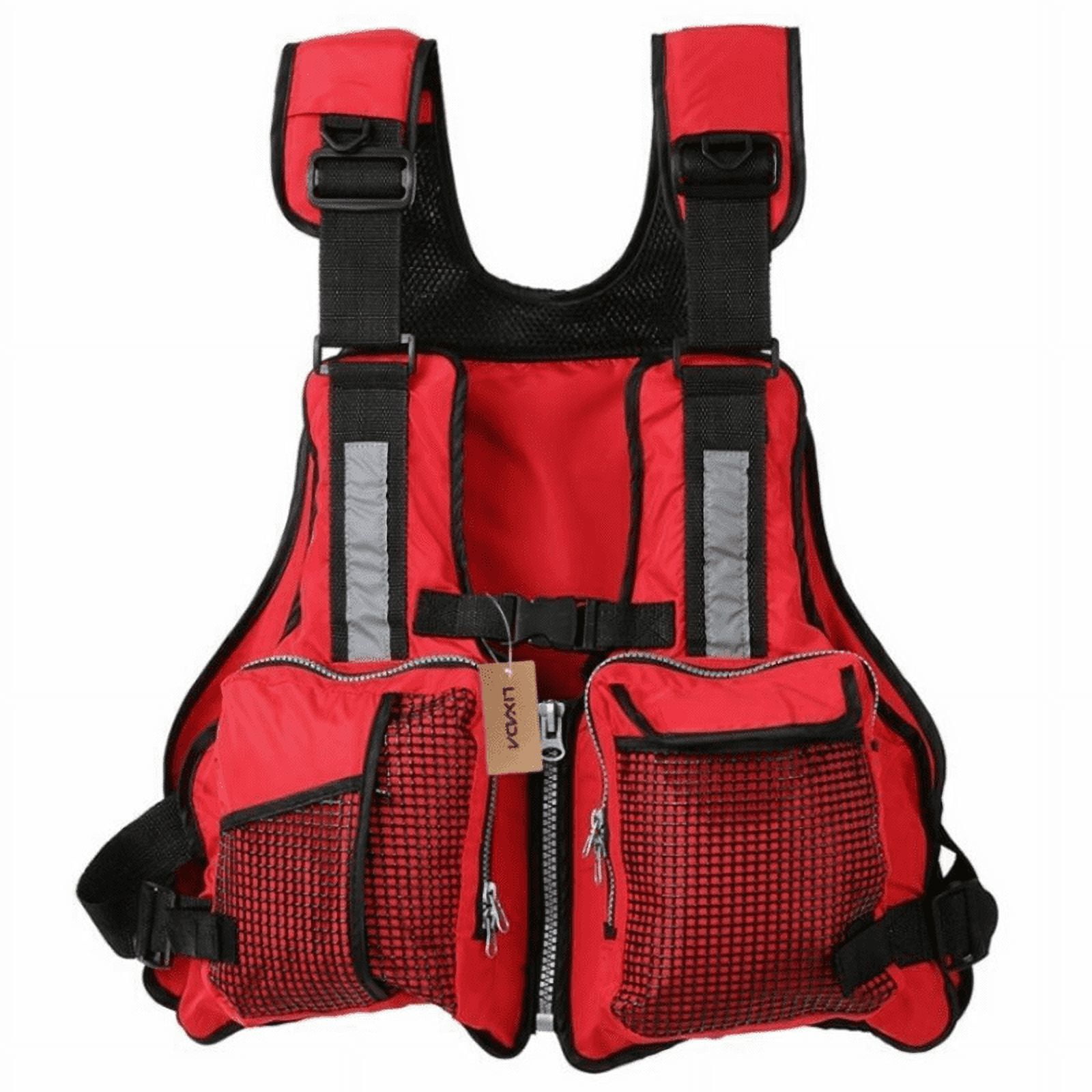 Adult Fishing Life Jacket Kayak Life Vest Sailing Swimming Buoyancy Aid Waistcoat with Multi Pockets and Reflective Stripe