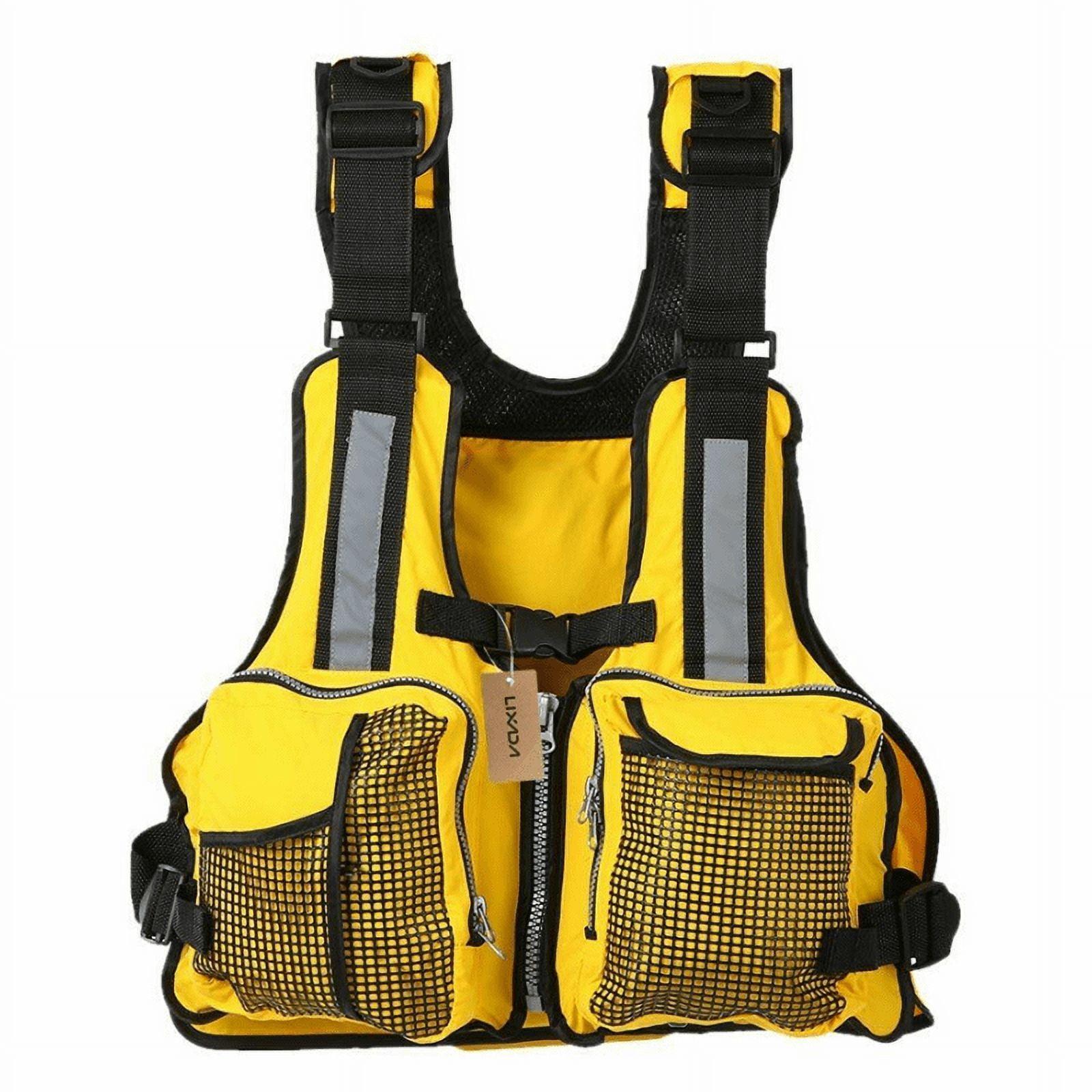 Adult Fishing Life Jacket Kayak Life Vest Sailing Swimming Buoyancy Aid Waistcoat with Multi-Pockets and Reflective Stripe